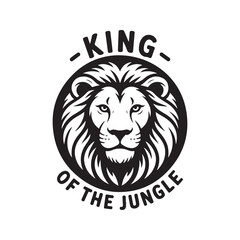 Black and White Lion Head King of the Jungle Emblem