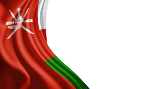 The flag of oman draped in a corner. transparent, png, 