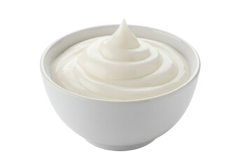 Creamy dairy product in a white bowl. transparent, png, 