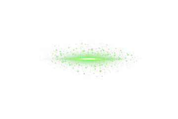 Transparent horizontal green light beam with radiant shine and soft flare glow. Ideal for...