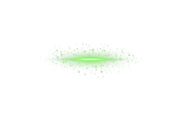 Transparent horizontal green light beam with radiant shine and soft flare glow. Ideal for...