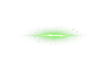 Transparent horizontal green light beam with radiant shine and soft flare glow. Ideal for...