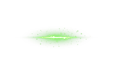 Transparent horizontal green light beam with radiant shine and soft flare glow. Ideal for...