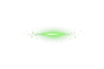 Transparent horizontal green light beam with radiant shine and soft flare glow. Ideal for...