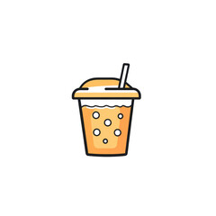 Cartoon Illustration of a Boba Tea Cup with Straw