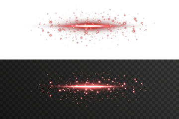 Futuristic red laser line with glowing halo and neon tube shape. Use as light beam element in digital media, UI effects, cyber-themed layouts, energetic HUD overlays, or glowing speed trails in video 