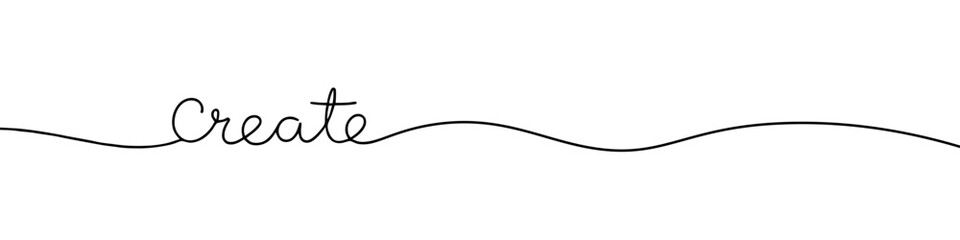 Create inscription continuous one line drawing with word. Minimalistic drawing of phrase illustration.