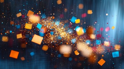 Dynamic Display of Vibrant Particles Dancing in Harmony, Creating a Colorful Abstract Digital Dream