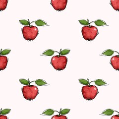 seamless pattern with red apples