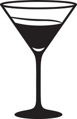 Elegant Martini Glass Silhouette Vector | Black Party Drink Illustration Vector Format