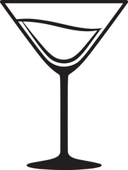 Elegant Martini Glass Silhouette Vector | Black Party Drink Illustration Vector Format