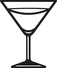 Elegant Martini Glass Silhouette Vector | Black Party Drink Illustration Vector Format