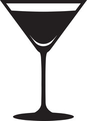 Elegant Martini Glass Silhouette Vector | Black Party Drink Illustration Vector Format