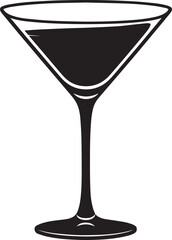 Elegant Martini Glass Silhouette Vector | Black Party Drink Illustration Vector Format