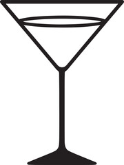 Elegant Martini Glass Silhouette Vector | Black Party Drink Illustration Vector Format