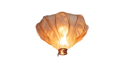 Glowing Asian Lantern illuminates the night sky, warm light, fabric texture