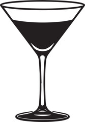 Elegant Martini Glass Silhouette Vector | Black Party Drink Illustration Vector Format