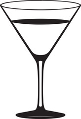 Elegant Martini Glass Silhouette Vector | Black Party Drink Illustration Vector Format