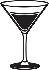 Elegant Martini Glass Silhouette Vector | Black Party Drink Illustration Vector Format