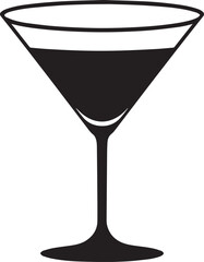 Elegant Martini Glass Silhouette Vector | Black Party Drink Illustration Vector Format