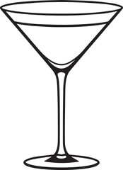 Elegant Martini Glass Silhouette Vector | Black Party Drink Illustration Vector Format