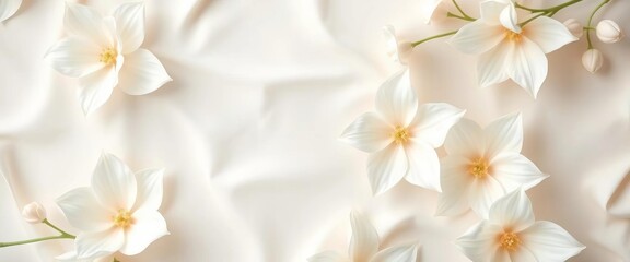 Elegant white floral pattern with soft, flowing lines; perfect for celebratory backgrounds,  clean,  invitation design