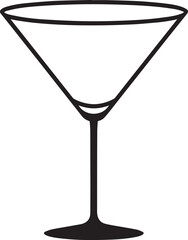 Elegant Martini Glass Silhouette Vector | Black Party Drink Illustration Vector Format