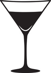 Elegant Martini Glass Silhouette Vector | Black Party Drink Illustration Vector Format