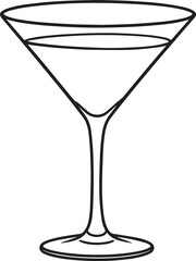 Elegant Martini Glass Silhouette Vector | Black Party Drink Illustration Vector Format