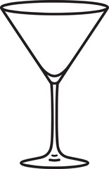 Elegant Martini Glass Silhouette Vector | Black Party Drink Illustration Vector Format