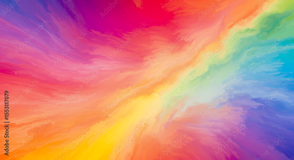 Poster a vibrant and colorful abstract background with a flowing explosion of rainbow paint or smoke, creat