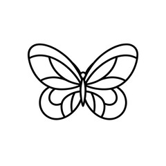 Delicate outline of a butterfly with intricate wing patterns isolated on a transparent background