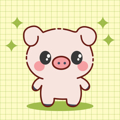 Cute Kawaii pig Illustration – Adorable Cartoon Animal Character