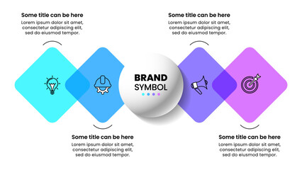 Infographic template. 4 squares with icons and text