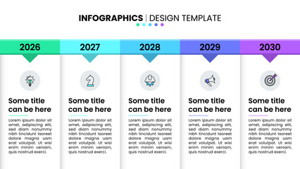 Infographic template. Timeline with 5 years and icons