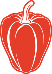 Pepper Silhouette Line Art Vector Illustration On White Background