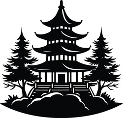 Obraz premium Silhouette of a Pagoda