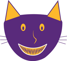 Spooky Purple Cat Face Icon for Halloween Design