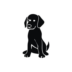 Puppy Silhouette – Adorable Young Dog Icon Isolated on White Background

