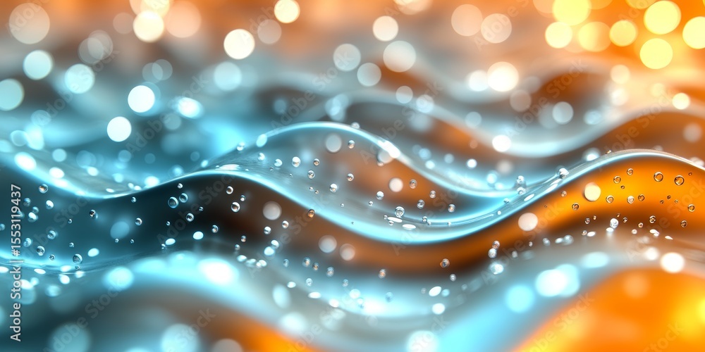 Poster abstract digital interface waves of light with glowing bokeh background in modern technology design