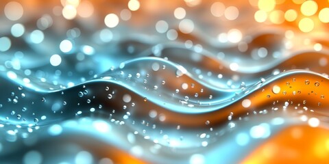 Abstract Digital Interface Waves of Light with Glowing Bokeh Background in Modern Technology Design