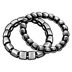Beaded bracelets sketch, detailed hand drawn illustration of two bracelets with colorful beads. Stylish jewelry design perfect for fashion magazines and websites.