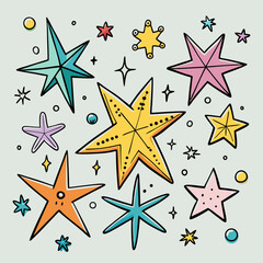 Creative Colorful Star Icon Set