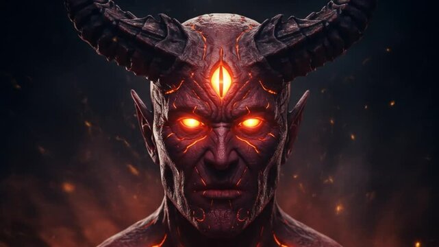 Fiery demon face digital art image