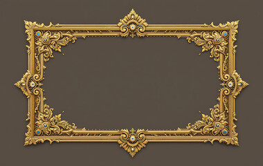  Mughal-inspired gold ornamental corners with jewel-like details, isolated background.

