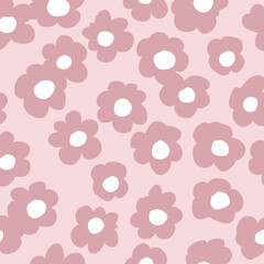 seamless pattern with pink daisy flowers