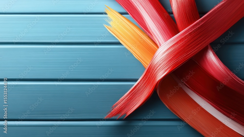 Poster an artistic display of vibrant paint strokes in bold colors, creating a dynamic abstract composition