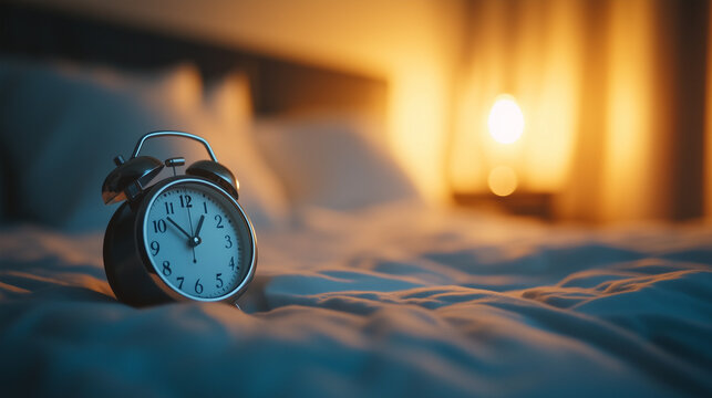 alarm clock on the bed