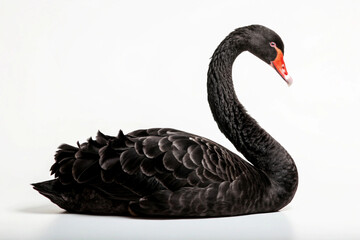 Black Swan Bird Profile View Detailed Feathers Dark Plumage