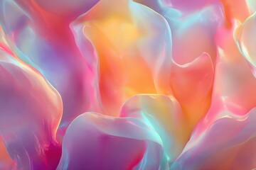 Abstract colorful translucent waves blending together, creating a vibrant and dreamy atmosphere